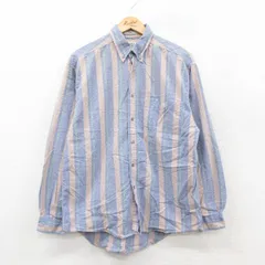 M/古着 ドッカーズ 長袖 ブランド シャツ メンズ 90年代 90s ワンポイントロゴ コットン ボタンダウン 紺他 ストライプ 25nov17