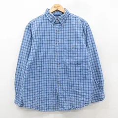 L/古着 ランズエンド 長袖 ブランド シャツ メンズ 90年代 90s コットン ボタンダウン 青他 チェック 25nov17