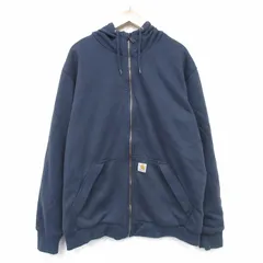 XL/古着 カーハート 長袖 フルジップ スウェット パーカー メンズ ワンポイントロゴ 大きいサイズ 紺【spe】 25nov17