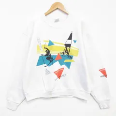 XL/古着 長袖 スウェット メンズ 90年代 90s スキー ウィンドサーフィン クルーネック 白 25nov17