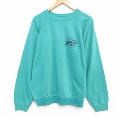 XL/古着 ヘインズ 長袖 スウェット メンズ 80年代 80s ブロードライン ラグラン クルーネック USA製 薄緑 25nov17