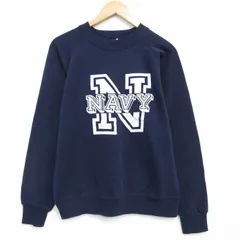 XL/古着 長袖 スウェット メンズ 90年代 90s ミリタリー ネイビー NAVY クルーネック USA製 紺 25nov17