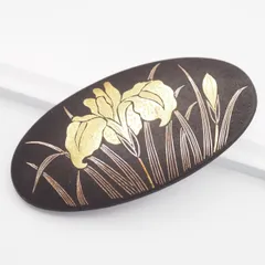 M513 金工 象嵌 帯留め 花 デザイン 和装小物 アンティーク