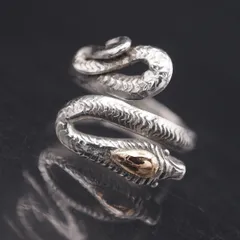 M431 ヴィンテージ 925刻印 リング 蛇 ヘビ スネーク デザイン シルバー 指輪 10号