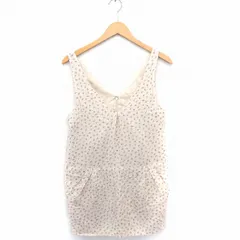 アースミュージック&エコロジー EARTH MUSIC & ECOLOGY ワンピース 総柄 深Vネック ノースリーブ ミニ ベージュ /FT22