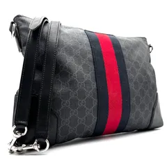 美品 GUCCI グッチ シェリーライン GGスプリーム ショルダーバッグ クラッチバッグ 2way ブラック メンズ レディース PVC レザー 本革 ビジネス 474139