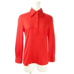 アーノルドパーマー Arnold Palmer ポロシャツ 長袖 コットン ストレッチ ワンポイント ロゴ刺繍 M 赤 レッド /AO5