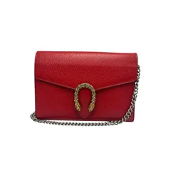 グッチ GUCCI ショルダーバッグ デュオニソス チェーンウォレット レザー レッド レディース