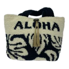 Hula Lani Hawaii フララニハワイ パイル地トートバッグ/アイボリー×ネイビー