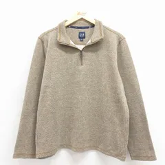 XL/古着 ギャップ GAP 長袖 ハーフジップ Tシャツ メンズ 無地 ベージュ 霜降り 25nov18