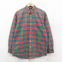 L/古着 ギャップ GAP 長袖 ブランド シャツ メンズ 90年代 90s コットン 緑他 チェック 25nov18