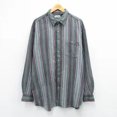XL/古着 エルエルビーン 長袖 ブランド シャツ メンズ 90年代 90s ヘリンボーン 大きいサイズ ロング丈 コットン グレー他 ストライプ 25nov18