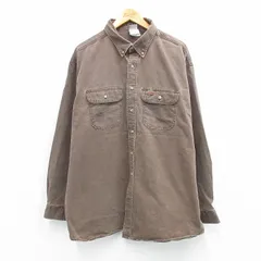 XL/古着 カーハート 長袖 ブランド シャツ メンズ 00年代 00s 大きいサイズ ロング丈 コットン ボタンダウン 茶 25nov18