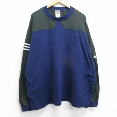 XL/古着 アディダス adidas 長袖 ビンテージ Tシャツ メンズ 90年代 90s ツートンカラー 大きいサイズ クルーネック 紺他 25nov18