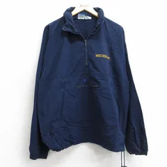 L/古着 チャンピオン champion 長袖 ハーフジップ ナイロン ジャケット メンズ 90年代 90s ワンポイントロゴ ミシガン ラグラン 紺 25nov18