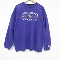XL/古着 長袖 スウェット メンズ 00年代 00s NFL ミネソタバイキングス 刺繍 大きいサイズ クルーネック 紫 アメフト スーパーボウル 25nov18