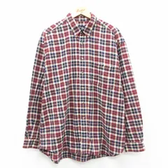 XL/古着 エディーバウアー 長袖 ブランド シャツ メンズ 00年代 00s 大きいサイズ ロング丈 コットン ボタンダウン エンジ他 チェック 25nov18