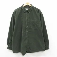 XL/古着 エディーバウアー 長袖 ブランド シャツ メンズ 00年代 00s コーデュロイ 大きいサイズ ロング丈 コットン ボタンダウン 濃緑【spe】 25nov18