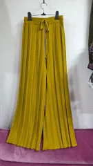 ゴージ プリーツ ワイド パンツ マスタード