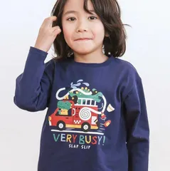SLAP SLIP【スララク/防汚加工/オーガニックコットン】わくわくデザイン男の子長袖Tシャツ(80~130cm)