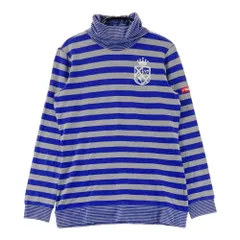 サイズ：0 MASTER BUNNY EDITION マスターバニーエディション  ハイネック長袖Tシャツ ボーダー柄 ブルー系 [240101607962] ゴルフウェア レディース ストスト