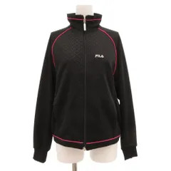 フィラ FILA ジャージ ジャケット ジップアップ ロゴ刺繍 M 黒 ブラック ピンク /JS ■GY58
