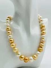 【艶やかな逸品】南洋 白蝶 パール マルチカラー ネックレス 10.0-15.0mm ナチュラルカラー South Sea Pearl