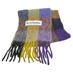 Acne Studios(アクネストゥディオズ) mohair check scarf モヘア チェック マフラー CA0084- パープル×イエロー 大判
