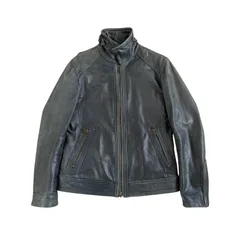 BURBERRY BLACK LABEL / バーバリーブラックレーベル ラムレザーライダースジャケット スタンドカラー グッドフェード ブラック Lサイズ 三陽商会