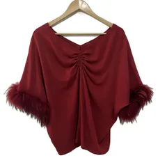 GRACE CONTINENTAL(グレースコンチネンタル) 七分袖カットソー サイズ36 S レディース - レッド Vネック