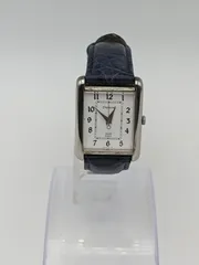 【T15】電池交換・清掃済★Diamond 2000 クォーツ 腕時計 タンク型 ローマンインデックス ブルー型押しレザー 稼働品 クラシック ヴィンテージ風