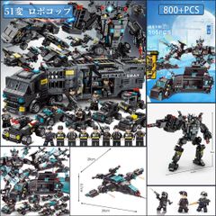 레고 블록 호환품 LEGO 쿠로타카 특경 작전 지휘차 미니 피그 SWAT 800+PCS 51변 로보컵 장갑차 전투기 스왓팀 선물 지육 완구 조립 탄생 프리 미니 피겨 크리스마스 선물 생일 선물
