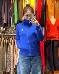 S POLO RALPH LAUREN(ポロラルフローレン) 白 ビックポニー ハイネック ブルー スウェット ジップアップ
