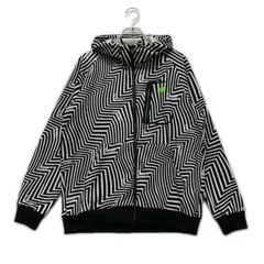 中古 メンズ ニューバランスゴルフ New Balance golf フルジップアウター L 黒×白 ジグザグ柄 裏起毛 モノトーン