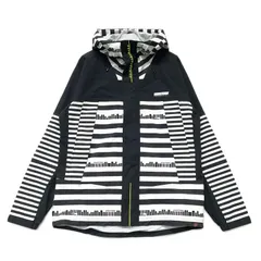 中古 メンズ ニューバランスゴルフ New Balance golf フルジップアウター L 黒×白 ボーダー 切替 フーディー