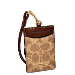 コーチ カードケース レディース COACH パスケース シグネチャー ID ランヤード カードケース CZ285 IMXHE タン×ブラウン