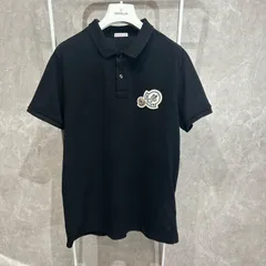 MONCLER モンクレールダブルワッペン半袖ポロシャツ黒L