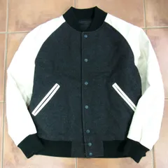 22AW UNIQLO ユニクロ スタジアムジャンパー アワードジャケット グレー×ホワイト 中綿入スタジャン メンズ L