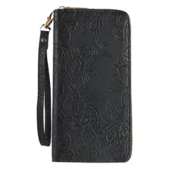 【人気商品】ギャルソンウォレット プレゼント ギフト ウォレット サイフ カード収納 ギャルソン型 革 ギャルソン財布 財布 ラウンドファスナー 大容量 レザー (ブラックF) コインスルー 長財布 レディース [YAYUPLUS]