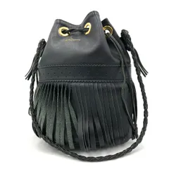 J&M DAVIDSON カーニバル L ショルダーバッグ 巾着 黒 フリンジ 本革