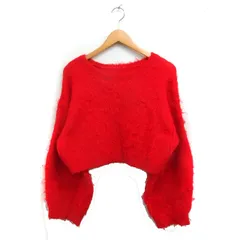 ミスティック mystic シャギー ニット セーター 長袖 クロップド丈 無地 F レッド 赤 /FT49