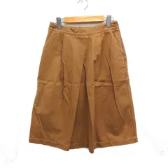 マーガレットハウエル MHL. チノ タック フレアスカート ミディ丈 無地 コットン 綿 3 ライトブラウン薄茶 /FT7
