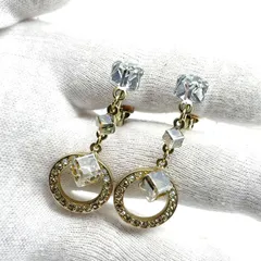 スワロフスキー SWAROVSKI サークル　キューブストーン　スイングイヤリング