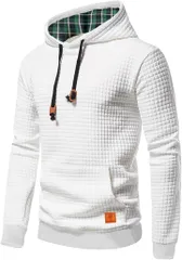Stilia メンズ パーカー 薄手 ジャカード フード付き スウェット プルオーバー 秋服 長袖 ゆったり 立体デザイン カジュアル トップス (ホワイト,  XL)