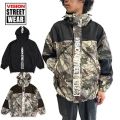 新品 メンズ vision street wear ヴィジョンストリートウェア アウター ジャケット シェルジャケット マウンテンパーカー ウインドブレーカー ヴィジョン VISION ユニセックス ロゴ 黒ブラック カモフラ 迷彩