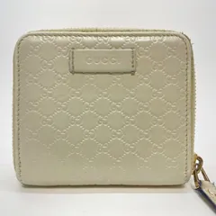 3414 GUCCI グッチ 折り財布 コンパクトウォレット シマレザー ホワイトベージュ マイクロシマ