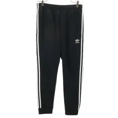 adidas アディダス トレフォイルロゴ トラックパンツ M ブラック 3ライン ジャージ メンズ 古着