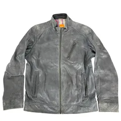 【廃盤・希少品】Hugo Boss ヒューゴボス orange ボス オレンジ ラム レザー 本革 シングル  ライダース ジャケット ヴィンテージ加工 ブラック 黒色 M～Lサイズ アウター 冬服 春服 メンズ レディース ユニセックス カジュアル