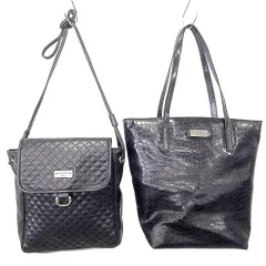 ピエールカルダン Pierre Cardin トート ショルダーバッグ フェイクレザー 型押し 2点セット まとめ売り 黒 ブラック ORG A0119