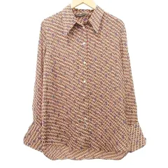 ザラウーマン ZARA WOMAN 総柄 長袖 シャツ トップス S 茶 ブラウン ■GY99